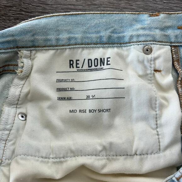 RE/DONE Mid Rise Boy Short Denim Cutoff Shorts Ranch Water Faded Wash Sz 26 EUC - Picture 10 of 16